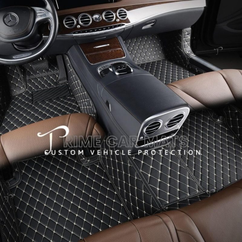 Black and Beige Stitching Car Mats Set