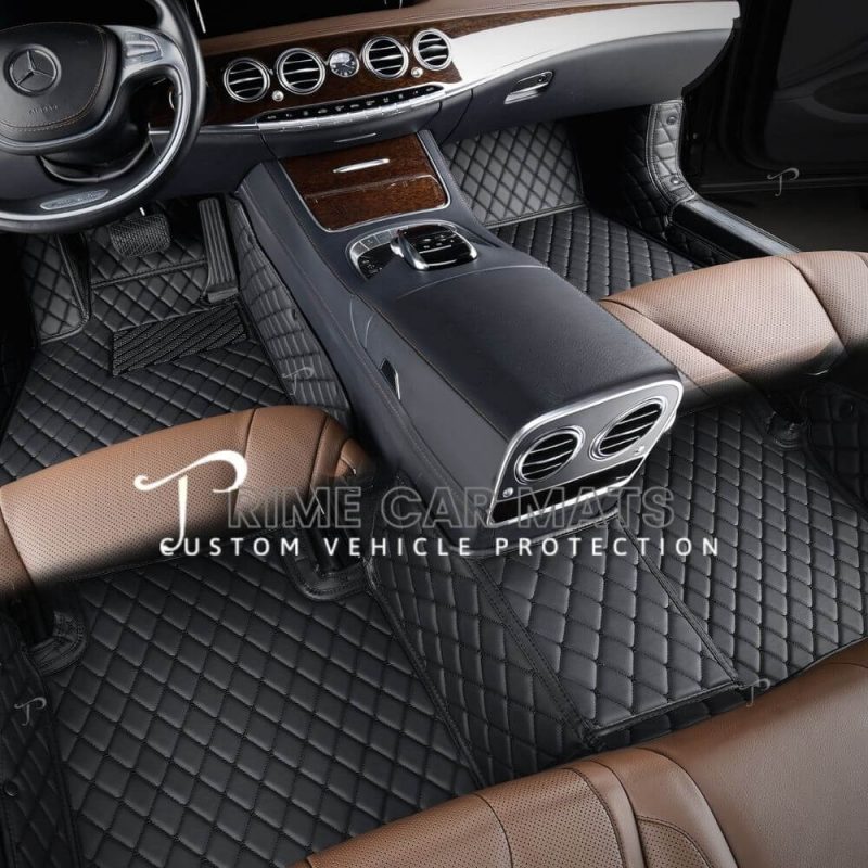 Black and Black Stitching Car Mats Set