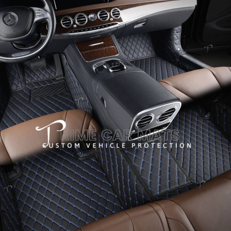 Black and Blue Stitching Car Mats Set