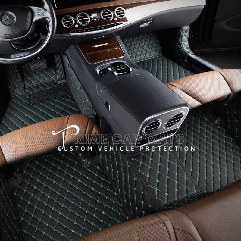 Black and Green Stitching Car Mats Set