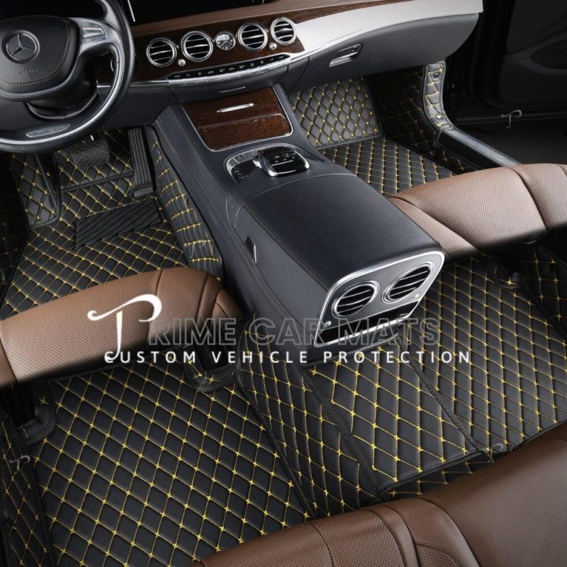 Black and Yellow Stitching Car Mats Set